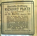 Geschäfts-Eröffnung. Anzeige in: Die Gegenwart, Edenkoben. Januar 1913  