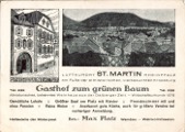 Hauspostkarte für das Gasthaus Zum Grünen Baum, geführt von Max Platz, dem älteren Bruder von RP. Geburtshaus von Richard Platz. 
