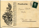 Postkarte an Firma Reiber mit dem Fimenlogo von Richard Platz   